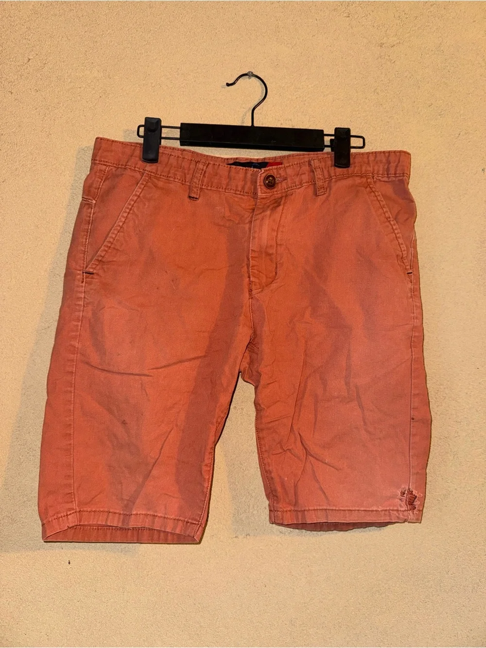Men's Flat-Front Cotton Shorts in Faded Orange